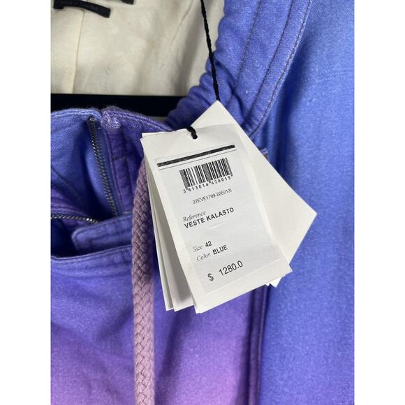$1280 Isabel Marant Women's 42 US 10 Blue Veste Kalastd Ombre Zip Tassel Collar - Picture 6 of 15